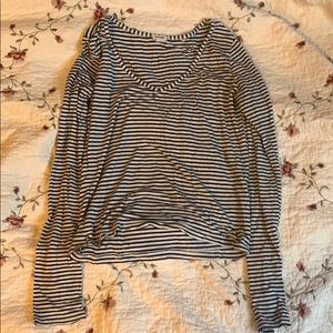 long sleeve black and white striped shirt